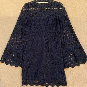 Bardot lace neck neck bell sleeve black dress, S 6